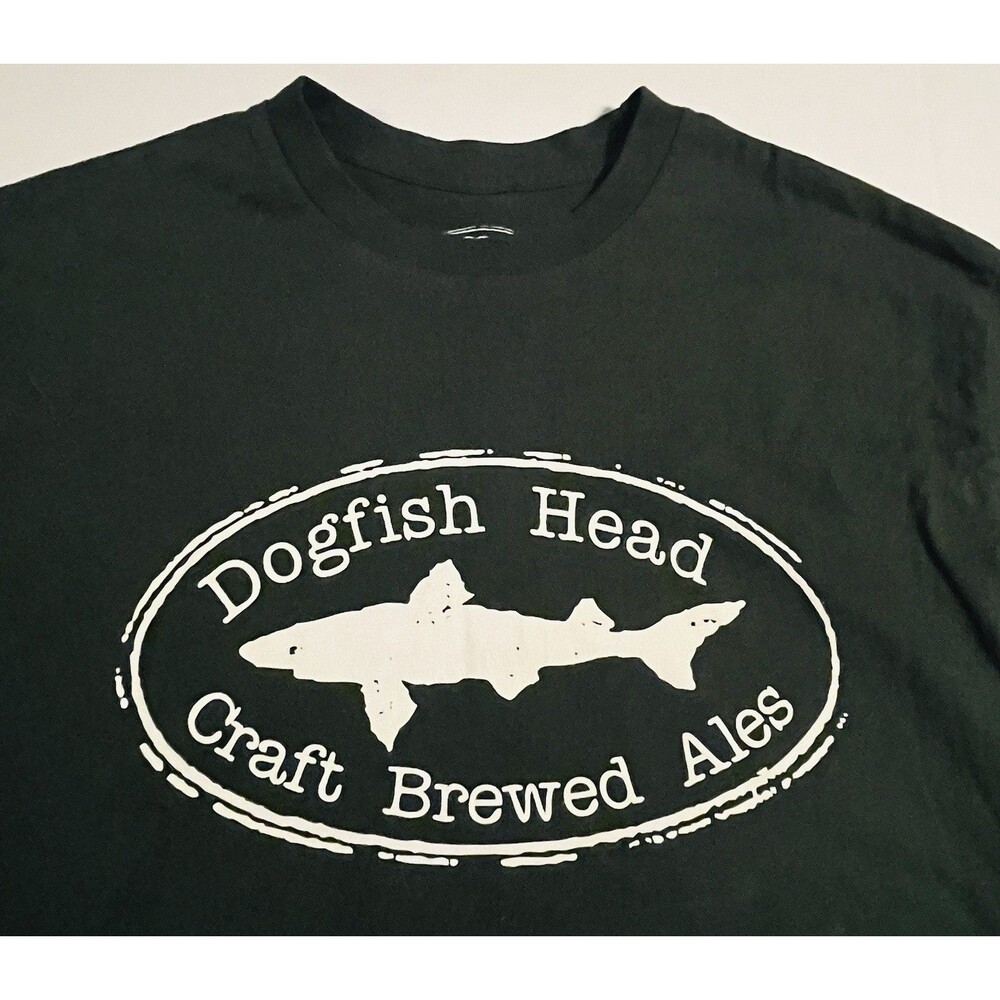 Dogfish Head Brewery Crafted Beer Ales IPA Dark Green T-Shirt MEDIUM Bar Logo